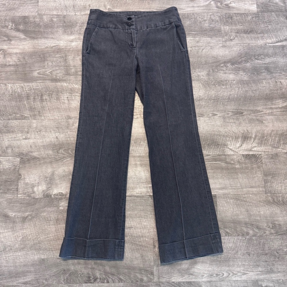 Sandro Cuffed Straight Leg Mid Rish Slate Gray Tailored Trouser Pant Womens 4P